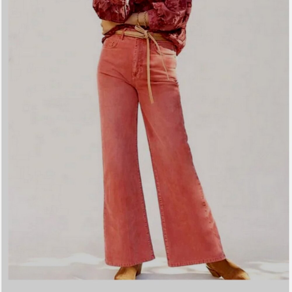Anthropologie Pilcro The Annie Wide-Leg Corduroy Jeans Cords Cocoa Pink 28 NWT - Picture 4 of 4
